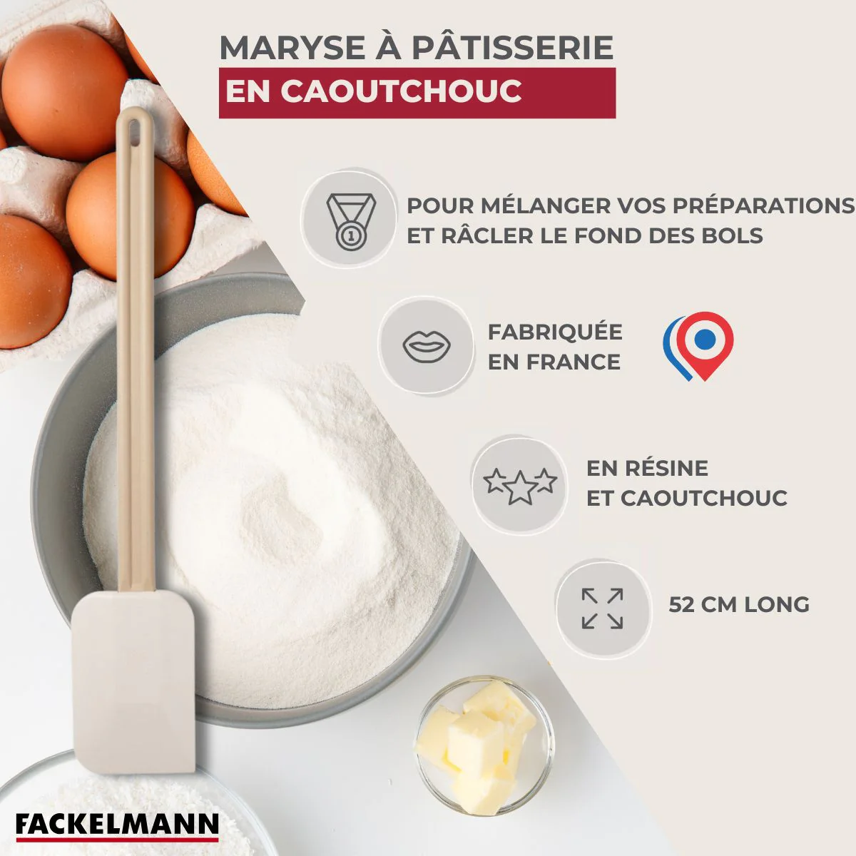 Ensemble de 2 Maryses de pâtisserie et de cuisine manche en résine de 52 cm Fackelmann - Image 3