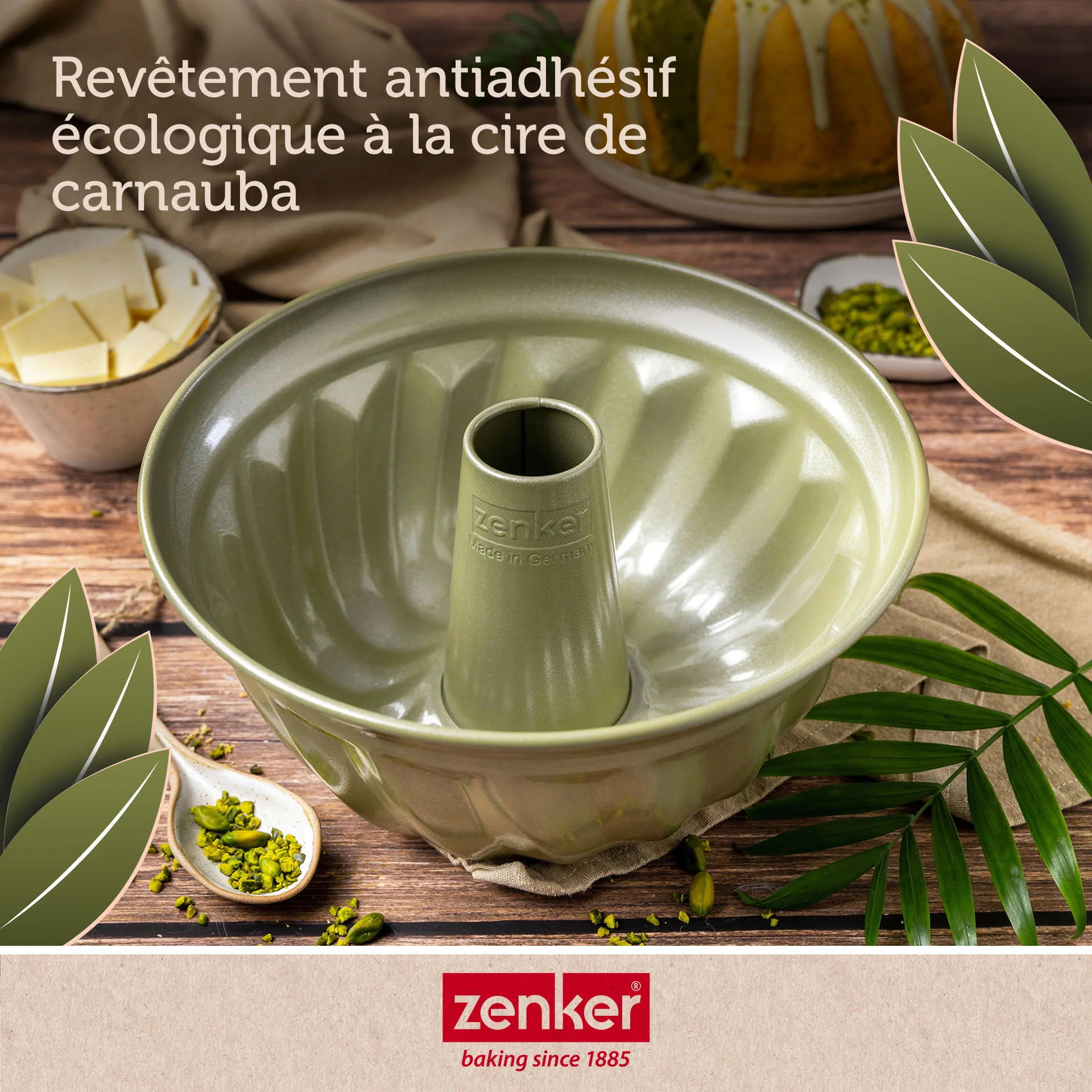 Lot de 2 moules à gâteaux 25/25 cm en acier avec cire de carnauba Zenker Green Vision - Image 5