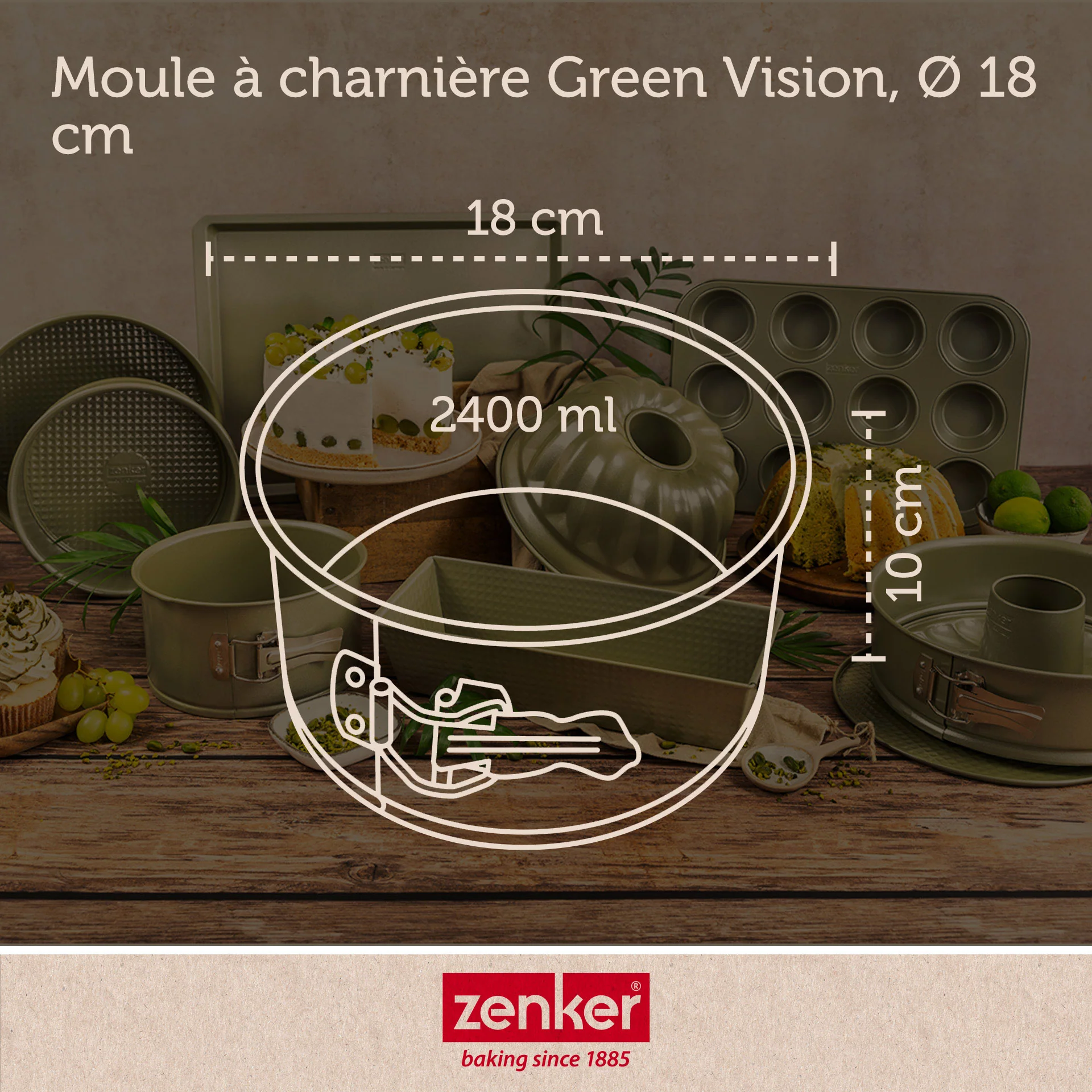 Lot de 2 moules à gâteaux 18/18 cm en acier Zenker Green Vision - Image 4