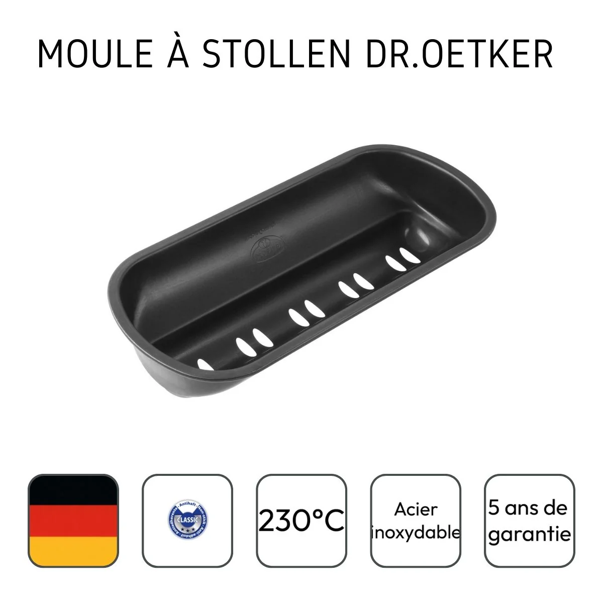 Ensemble de 2 Moules à stollen type Moules à pain 31 x 10 cm Dr Oetker Tradition - Image 4