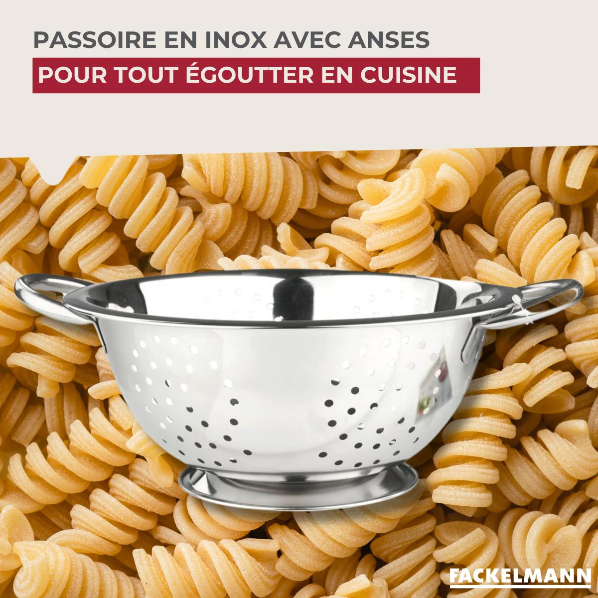 Ensemble de 2 Passoires inox 24 cm avec anses Fackelmann - Image 2