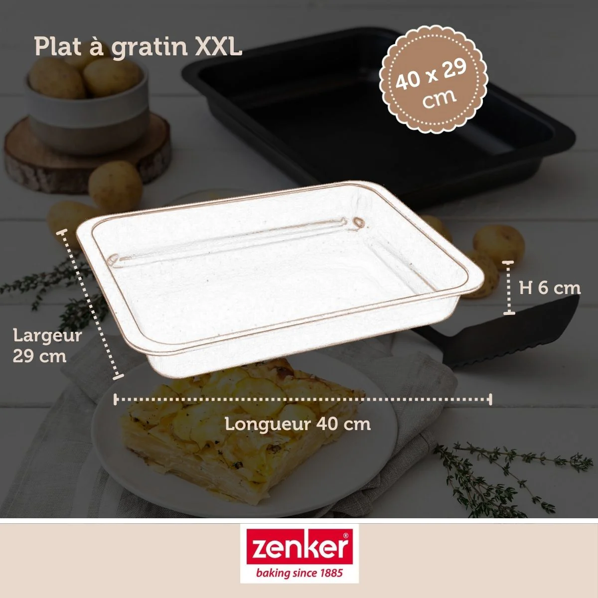Ensemble de 2 Plats à four XXL 40 x 29 x 6 cm Zenker Special Cooking - Image 3
