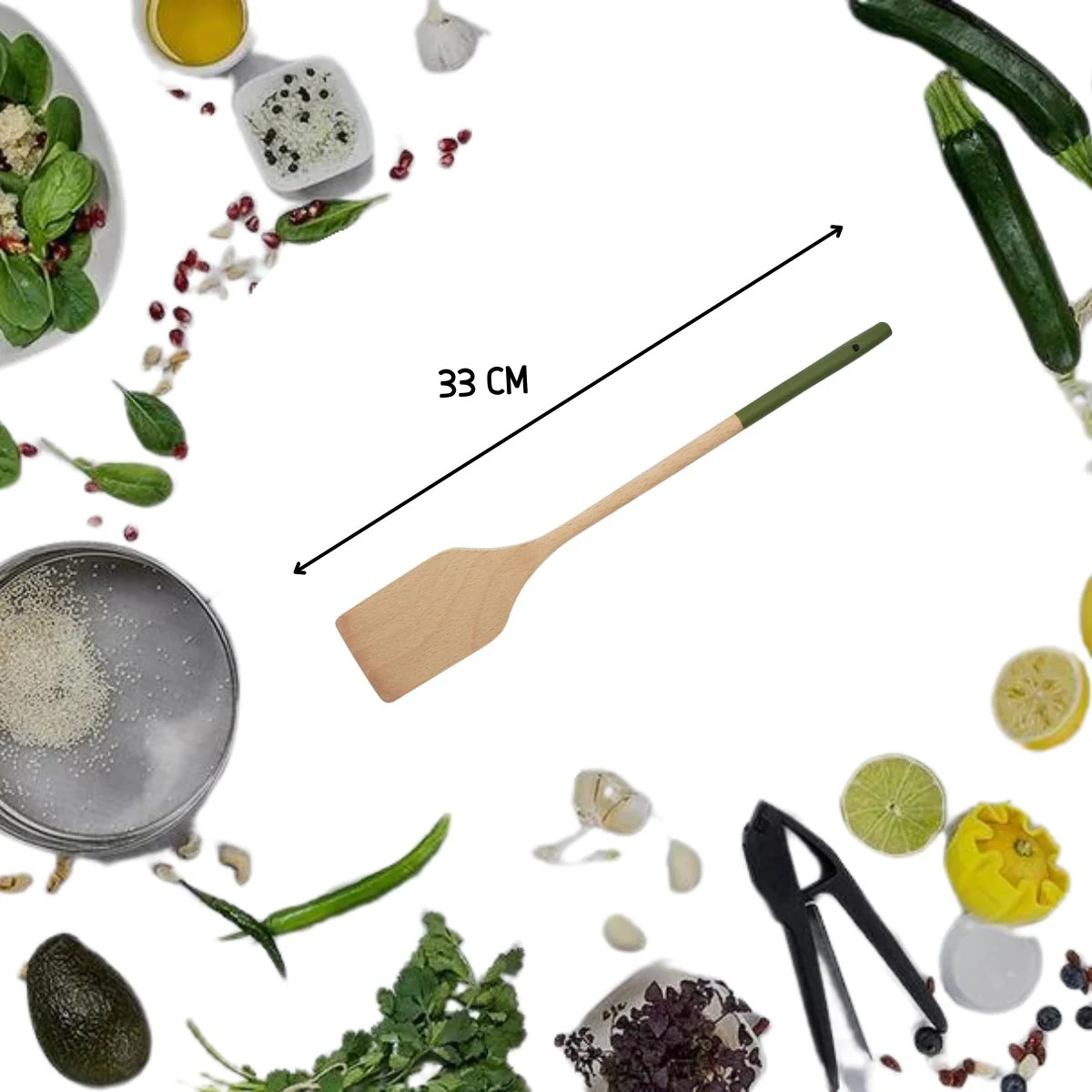 Set de 2 ustensiles de cuisine spatule en bois et spatule Fackelmann Boisselerie - Image 3