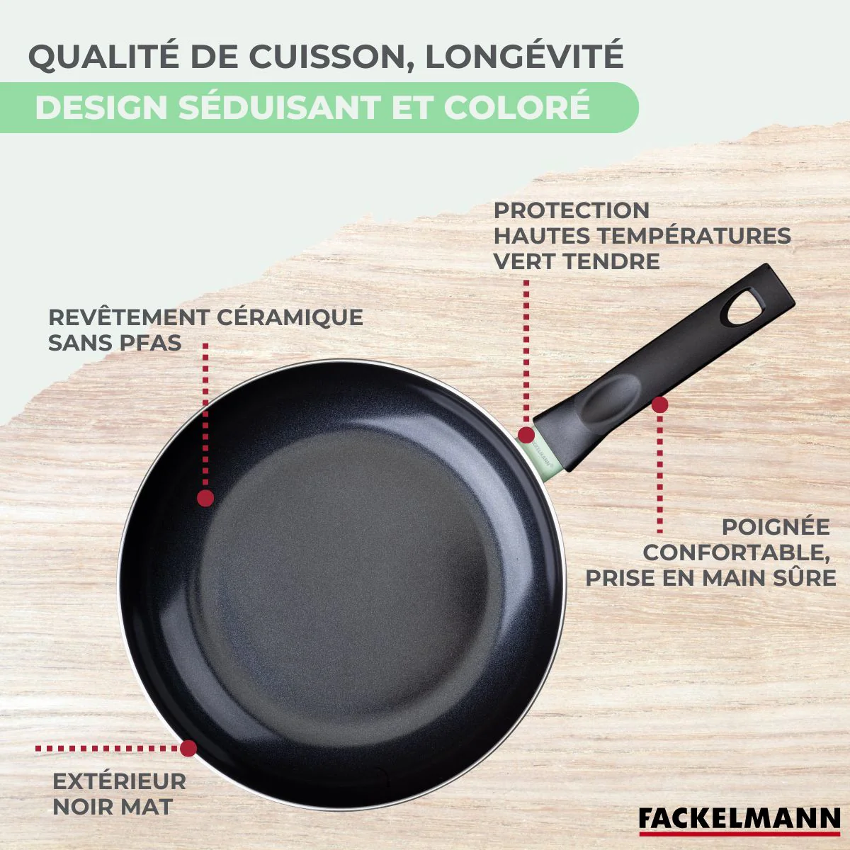 Ensemble de 3 poêles de 24, 28 et 30 cm et 6 ustensiles Fackelmann Brandao - Image 6