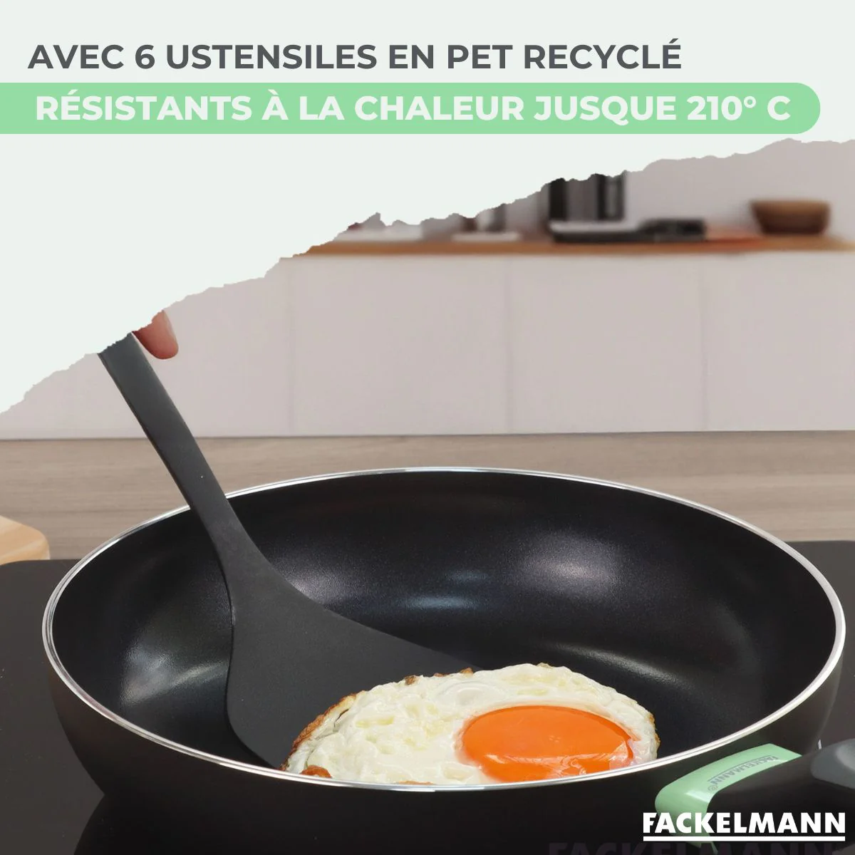 Ensemble de 3 poêles de 24, 28 et 30 cm et 6 ustensiles Fackelmann Brandao - Image 7