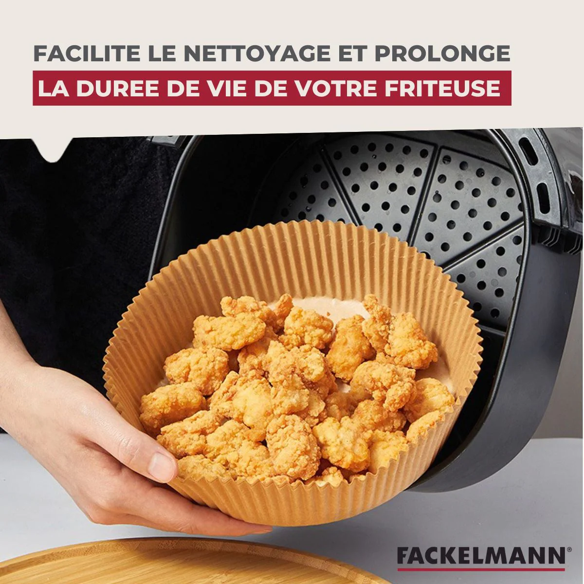 Ensemble de 300 Moules en papier pour air fryer carrés 20 cm Fackelmann Divers - Image 4