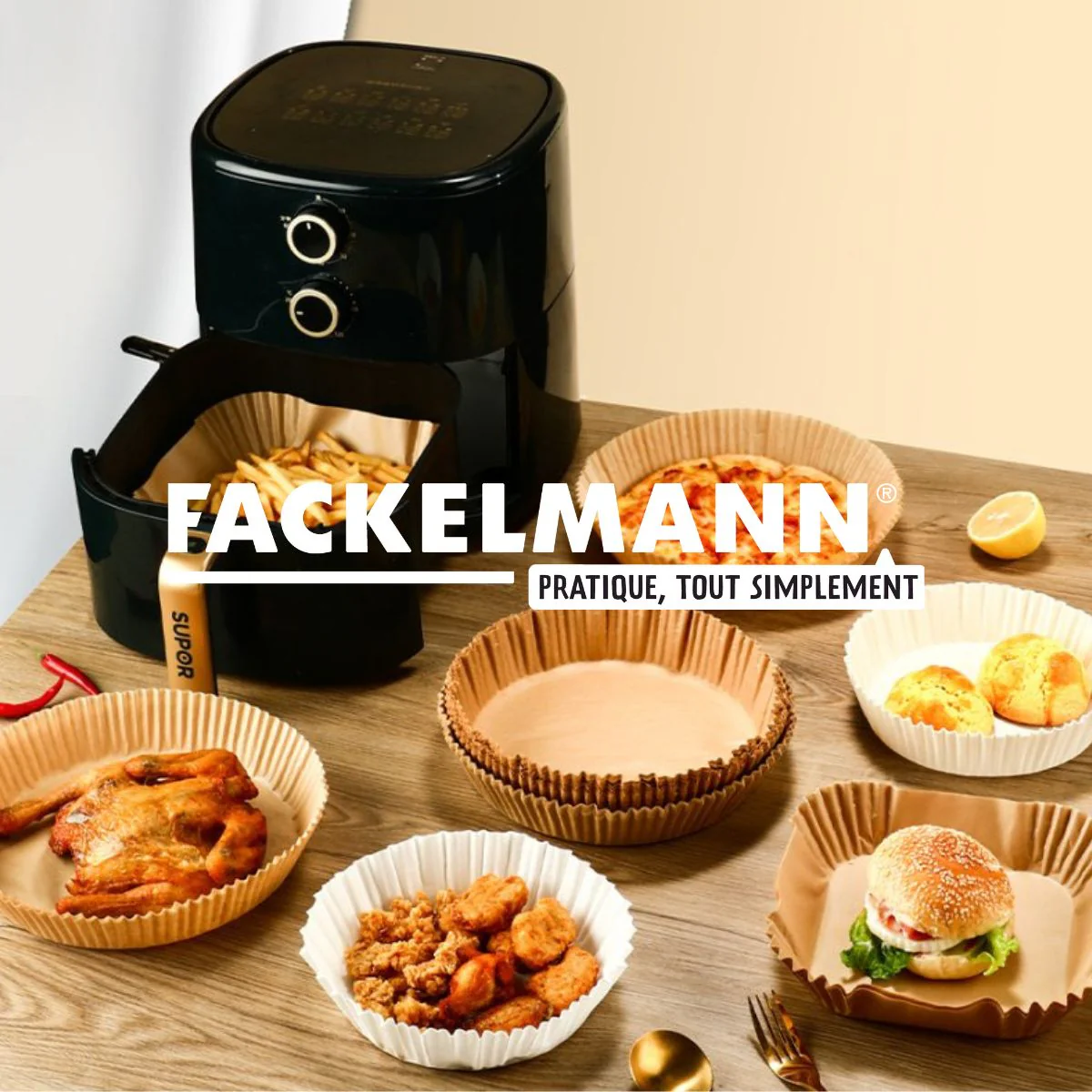 Ensemble de 300 Moules en papier pour air fryer carrés 20 cm Fackelmann Divers - Image 6