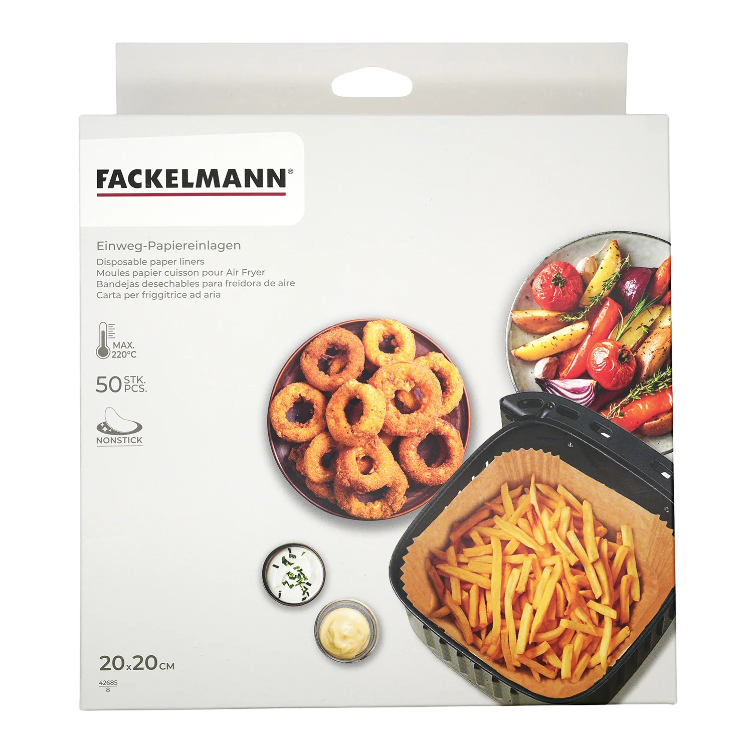 Ensemble de 300 Moules en papier pour air fryer carrés 20 cm Fackelmann Divers - Image 7