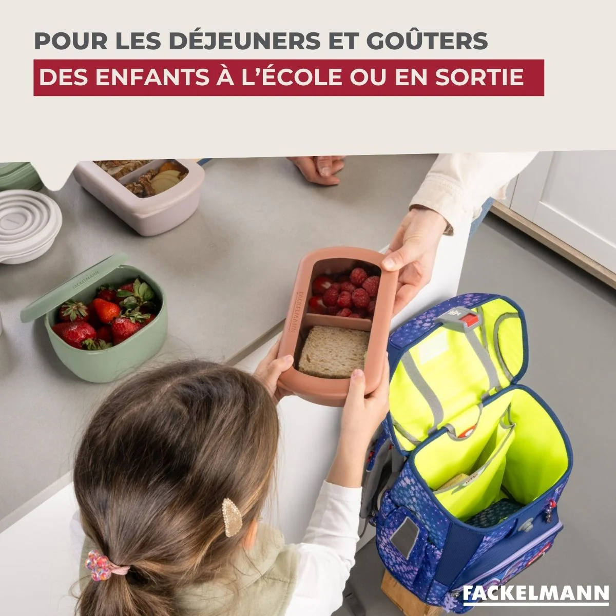 Lot de 4 lunch box compartimentées 1L avec 4 ustensiles de cuisine Fackelmann Storage - Image 5