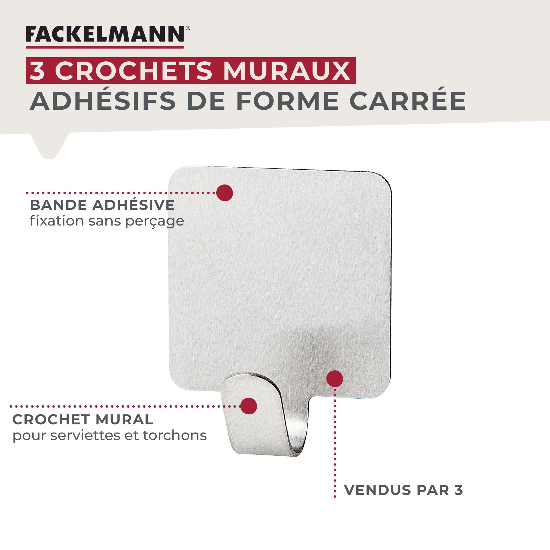 Lot de 6 crochets inox avec 6 ustensiles de cuisine Fackelmann Tecno - Image 2