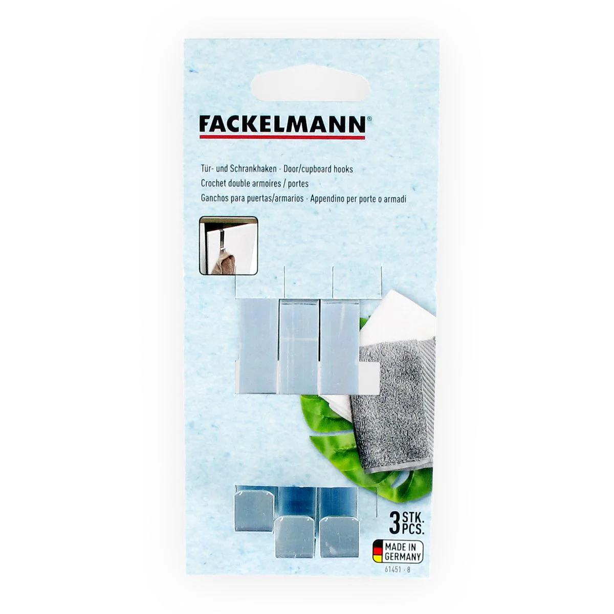 Crochet de porte en inox Lot de 6, 8 cm idéal pour placard et manteau Fackelmann Tecno - Image 3