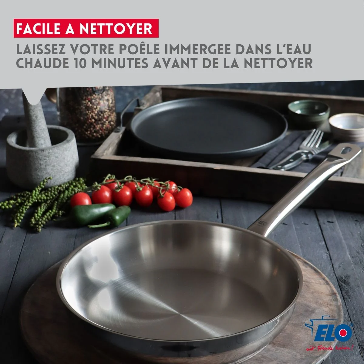 Poêle à frire 28 cm en inox 18/10 et couvercle Elo Profi Therm - Image 6