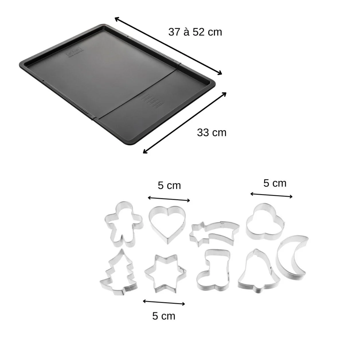 Ensemble avec plaque à pâtisserie extensible et 9 emporte-pièces sur cintre Zenker - Image 3