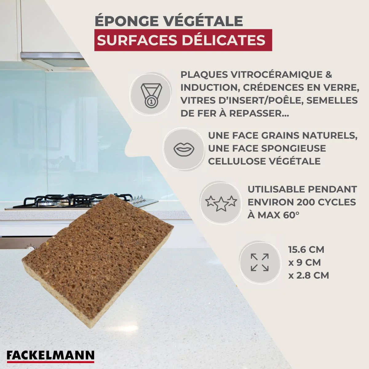 Éponge Végétale Multi-Surfaces fragiles Fackelmann Tecno - Image 2