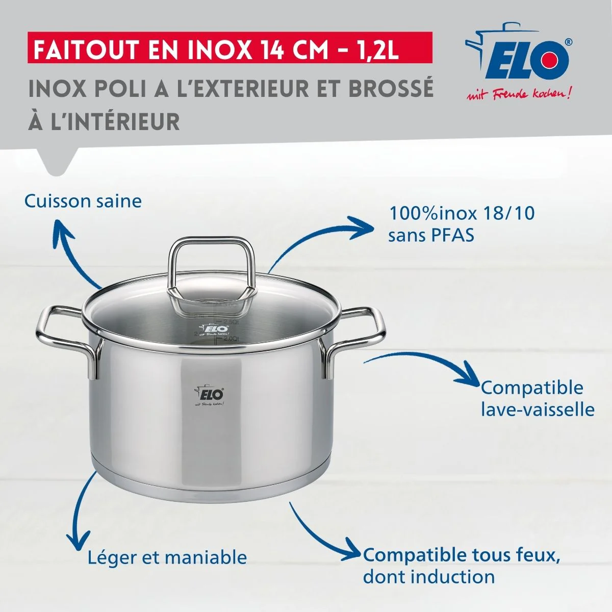 Faitout en inox 14 cm de 1,2 litres Elo Citrin - Image 3