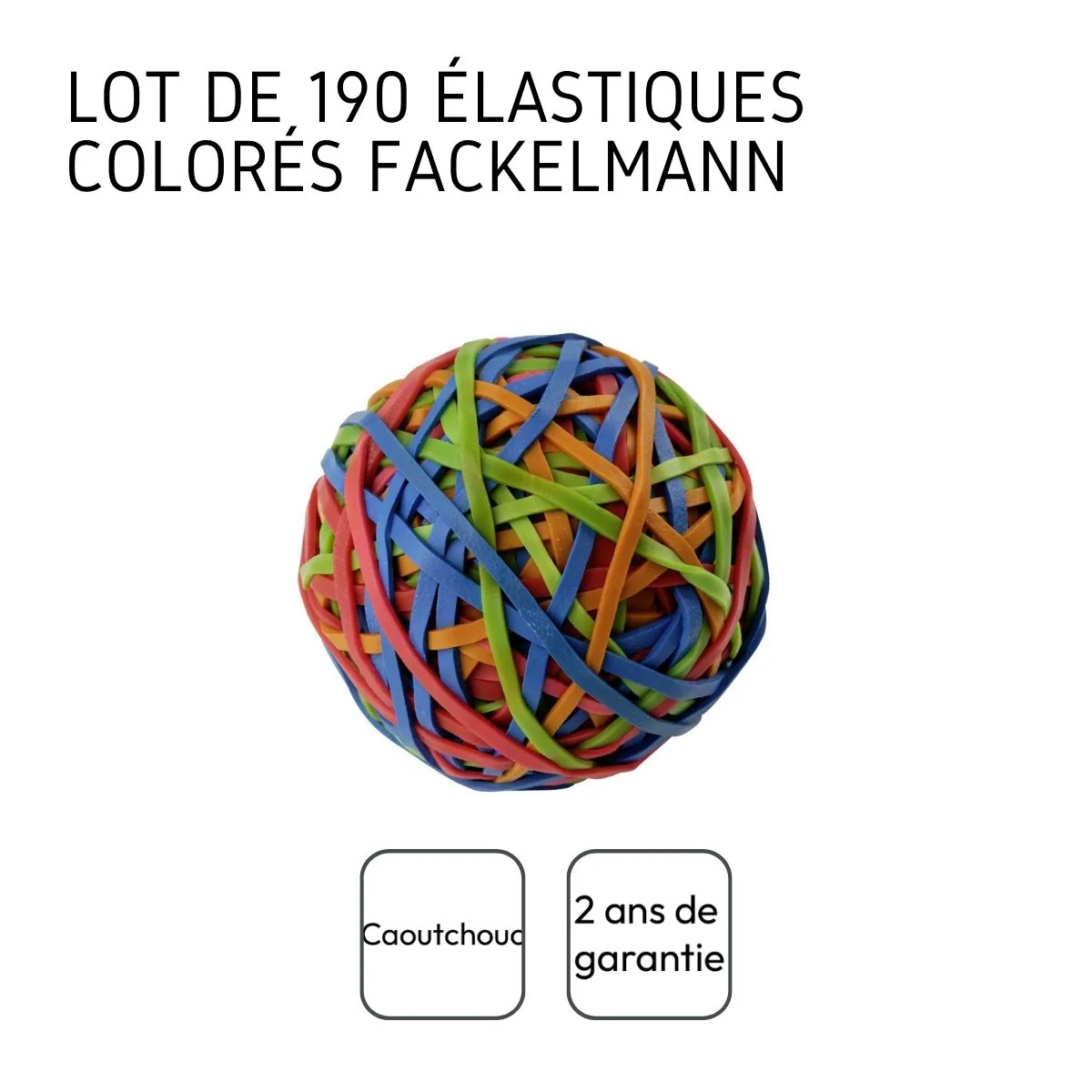Boule de 190 élastiques multicolores pour le rangement de la cuisine et du bureau Fackelmann Tecno - Image 4