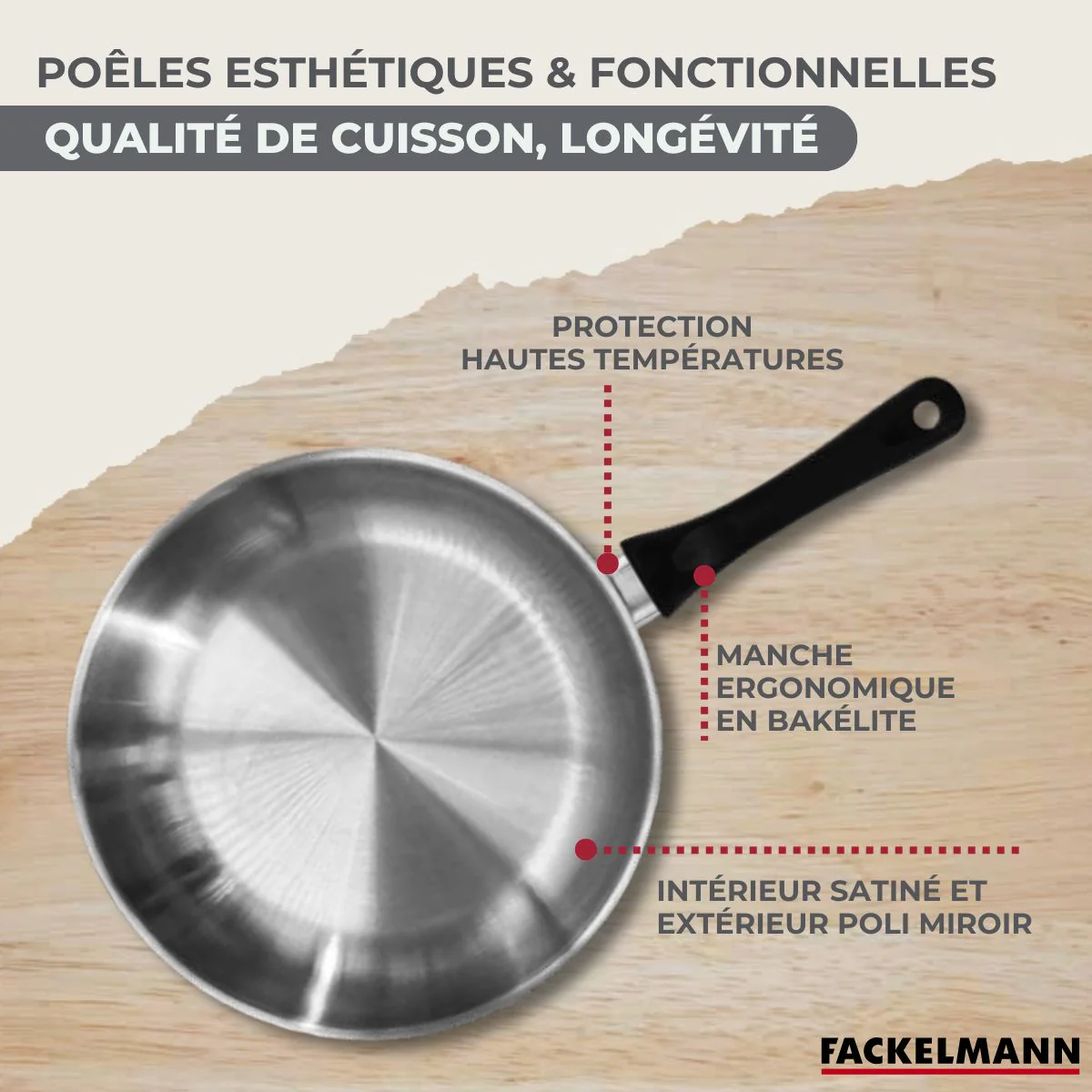 Batterie de cuisine avec 3 casseroles 12/16/20 cm et 2 poêles 24/28 cm et 5 ustensiles de cuisine sans PFAS Fackelmann Généva Océan - Image 6