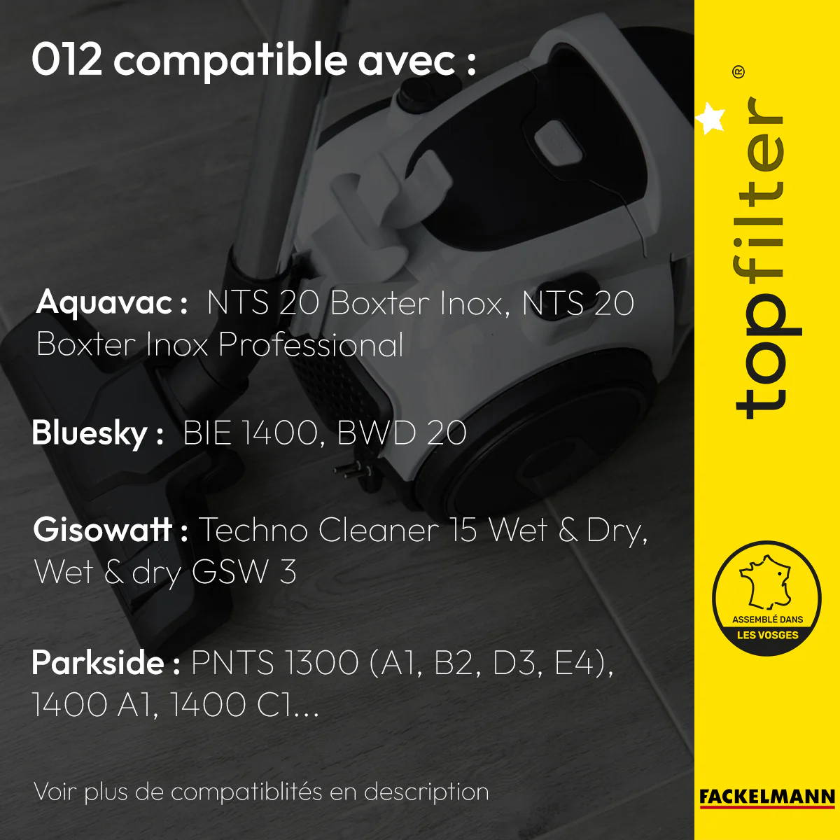 Lot de 4 packs de 2 sacs aspirateur 64012 Bluesky et Gisowatt TopFilter Premium - Image 2