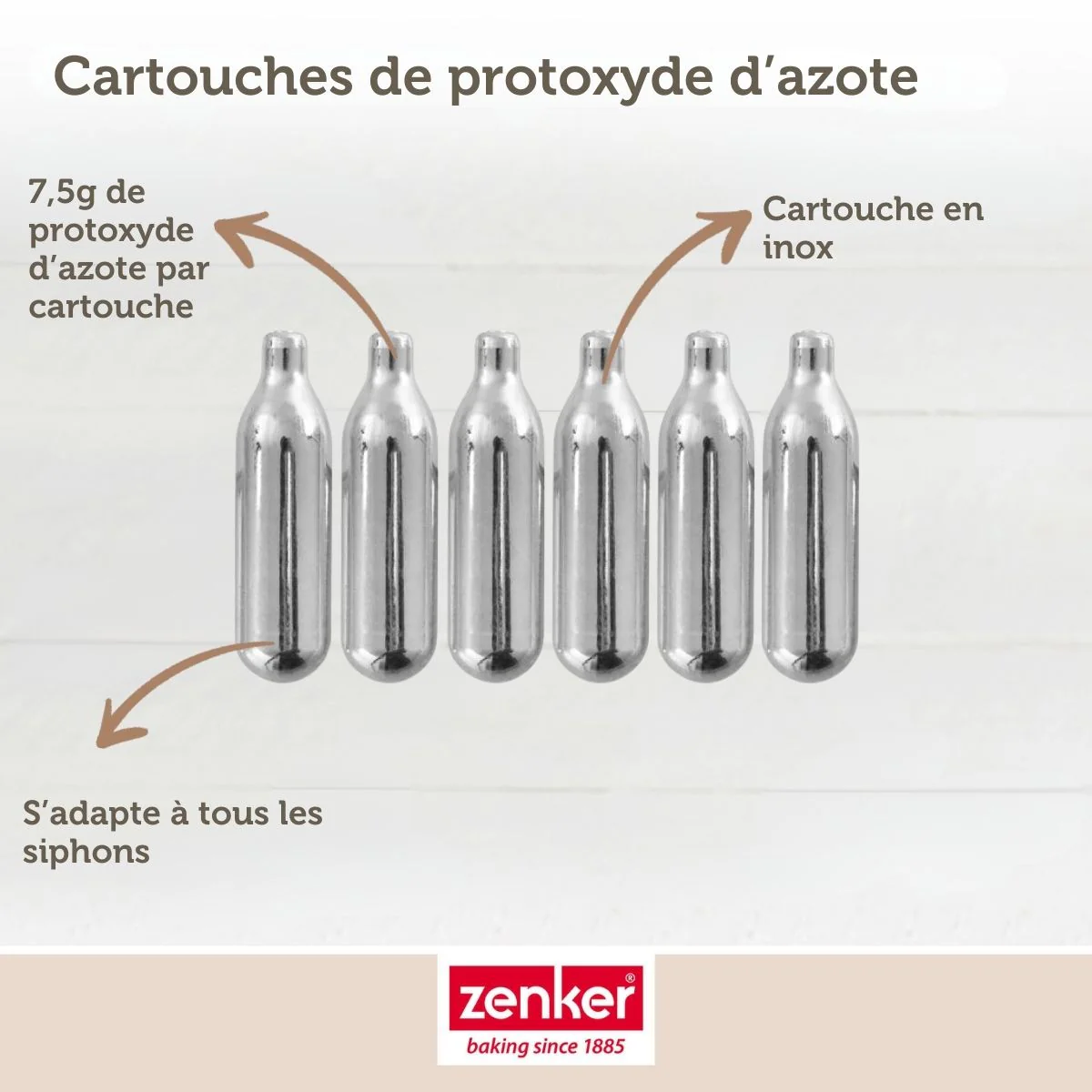 Lot de 18 cartouches de protoxyde d'azote pour siphon à Chantilly Zenker Smart Pastry - Image 3