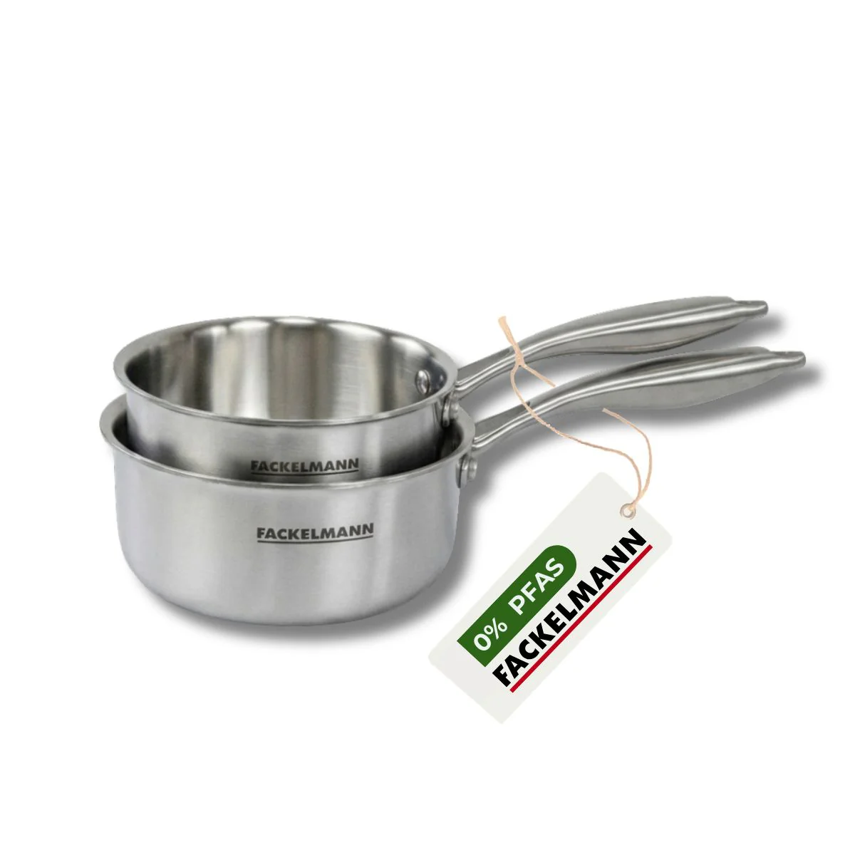 Batterie de cuisine avec 2 casseroles 16 et 18 cm en inox sans PFAS Fackelmann Vita3