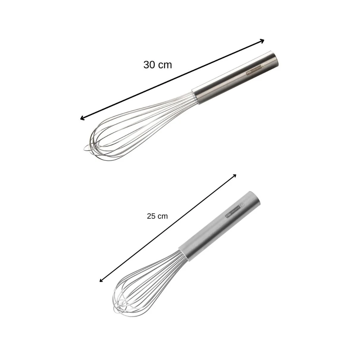 Lot de 2 fouets de cuisine ou de pâtisserie en inox 25 cm et 30 cm FM Professional Pâtisserie - Image 3