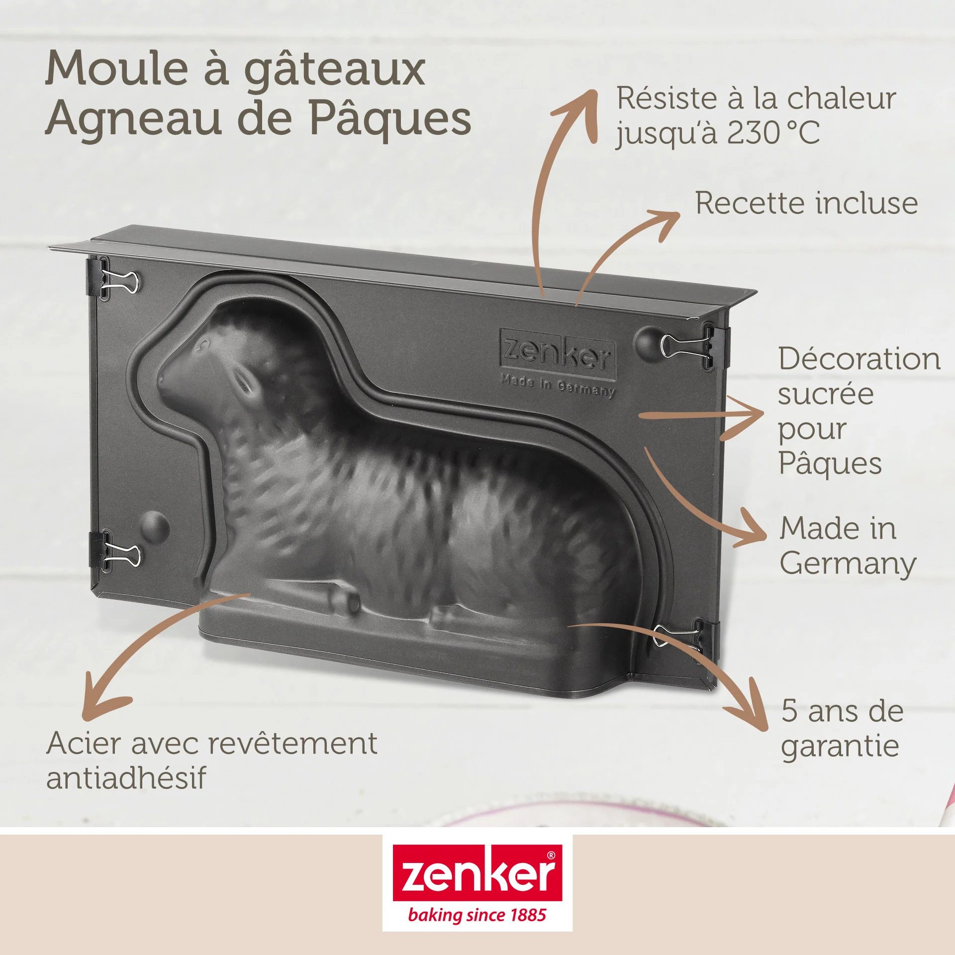 Lot de 2 moules à gâteaux 3D en forme d'agneau pascal 900 ml Zenker Special Season - Image 3