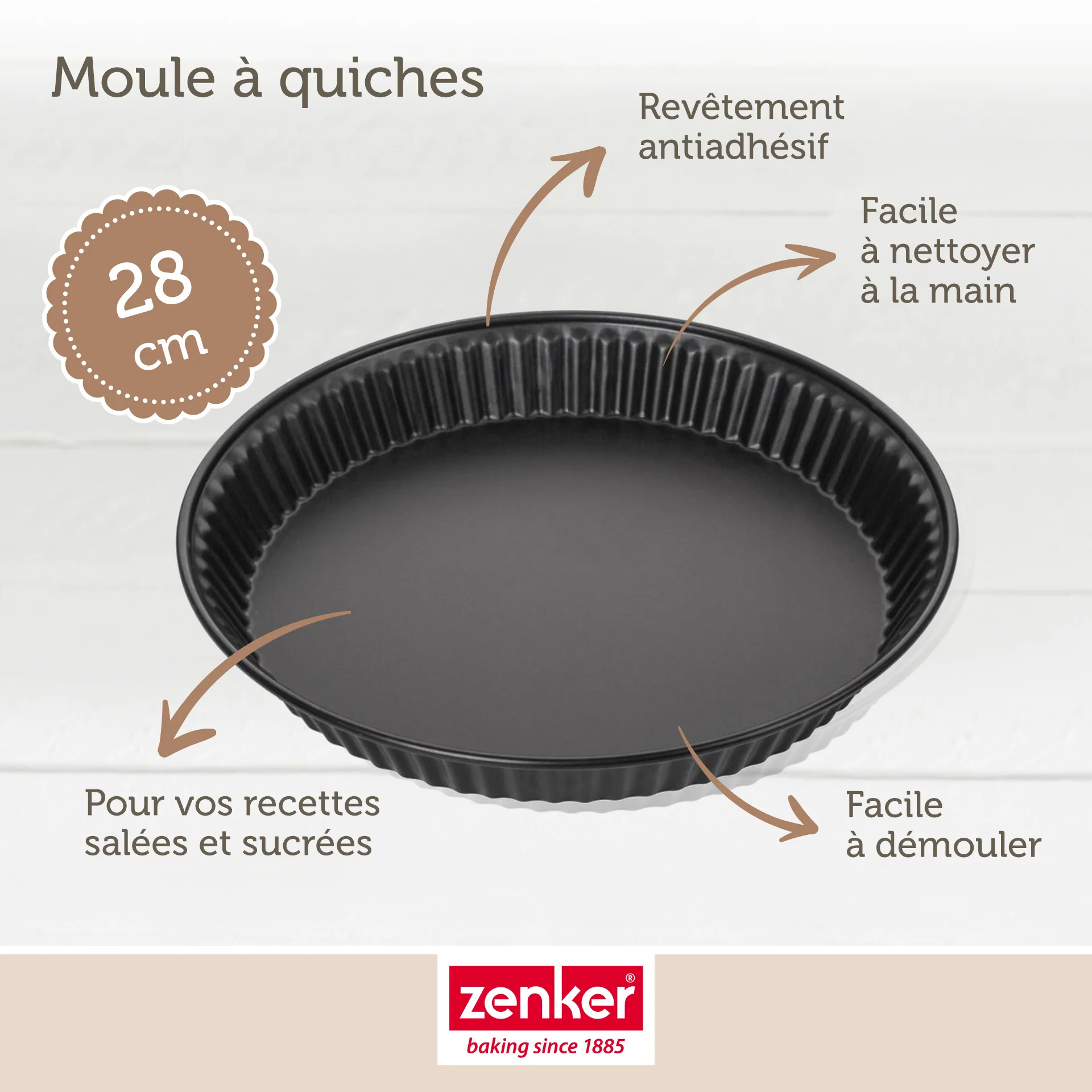 Lot de 2 moules à quiche lorraine 28 cm Zenker Spécial Countries - Image 3