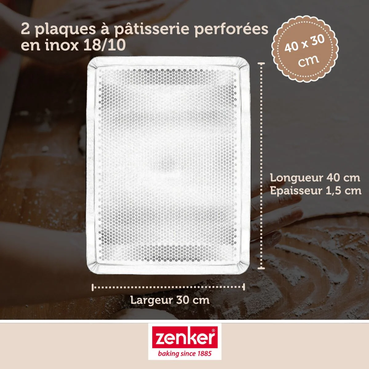 Lot de 2 plaques à pâtisserie perforées en aluminium Zenker Special Cooking - Image 3