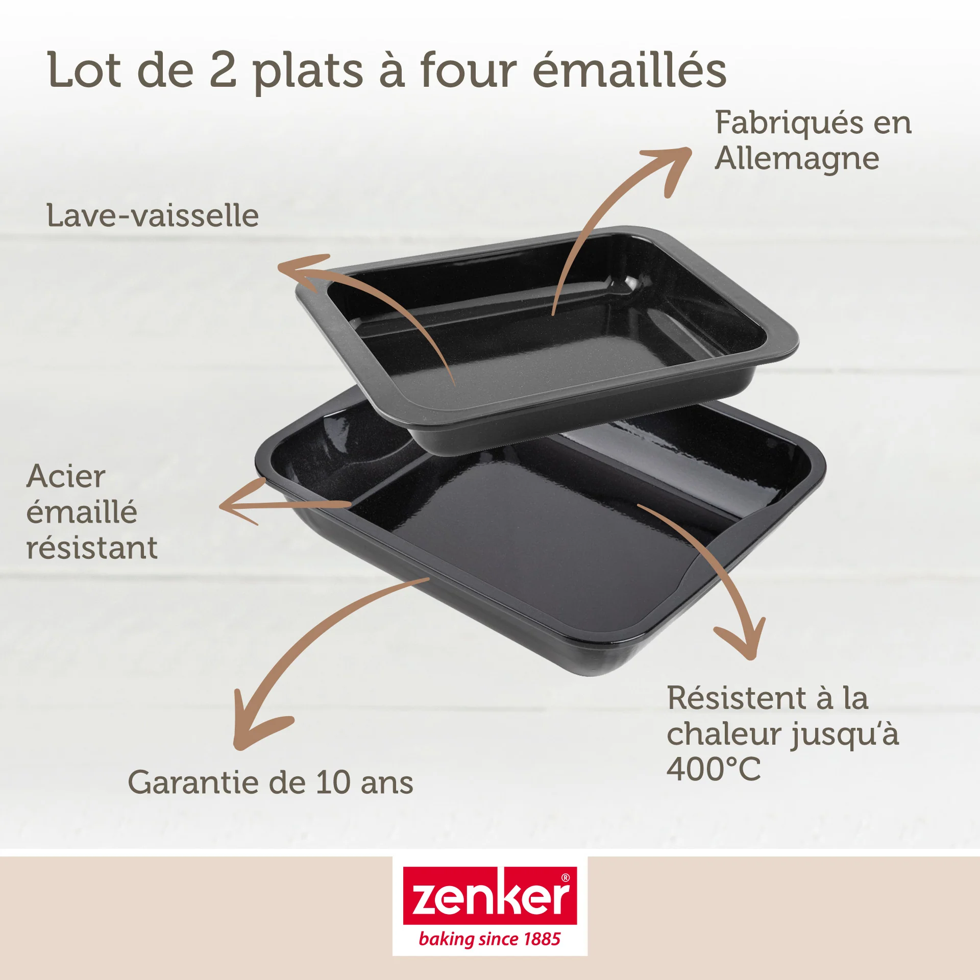 Lot de 2 plats à four rectangulaires 40 x 34 cm et 33 x 25 cm Zenker Special Cooking - Image 3