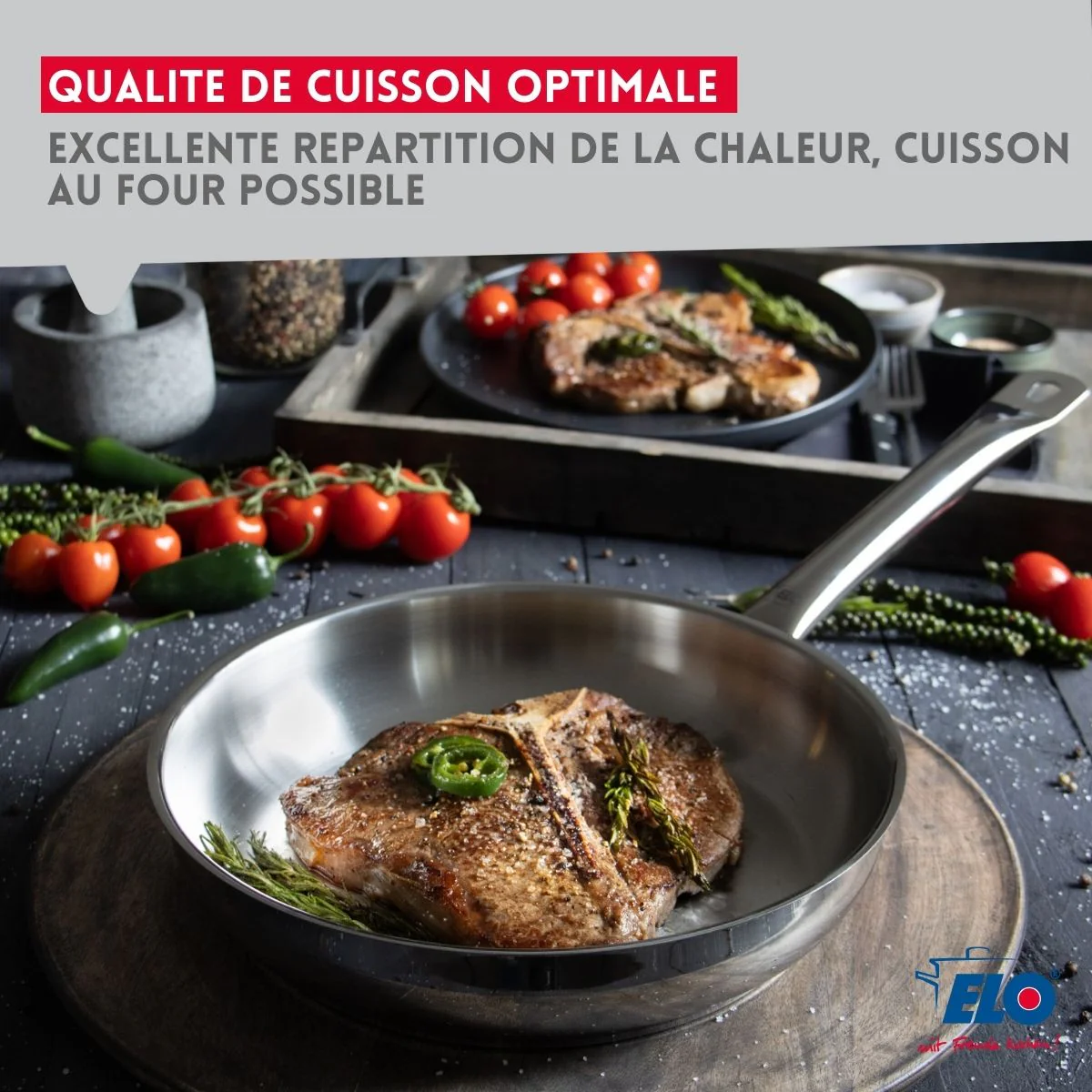 Lot de 2 poêles inox de 28 cm et 32 cm Elo Profi Therm - Image 6