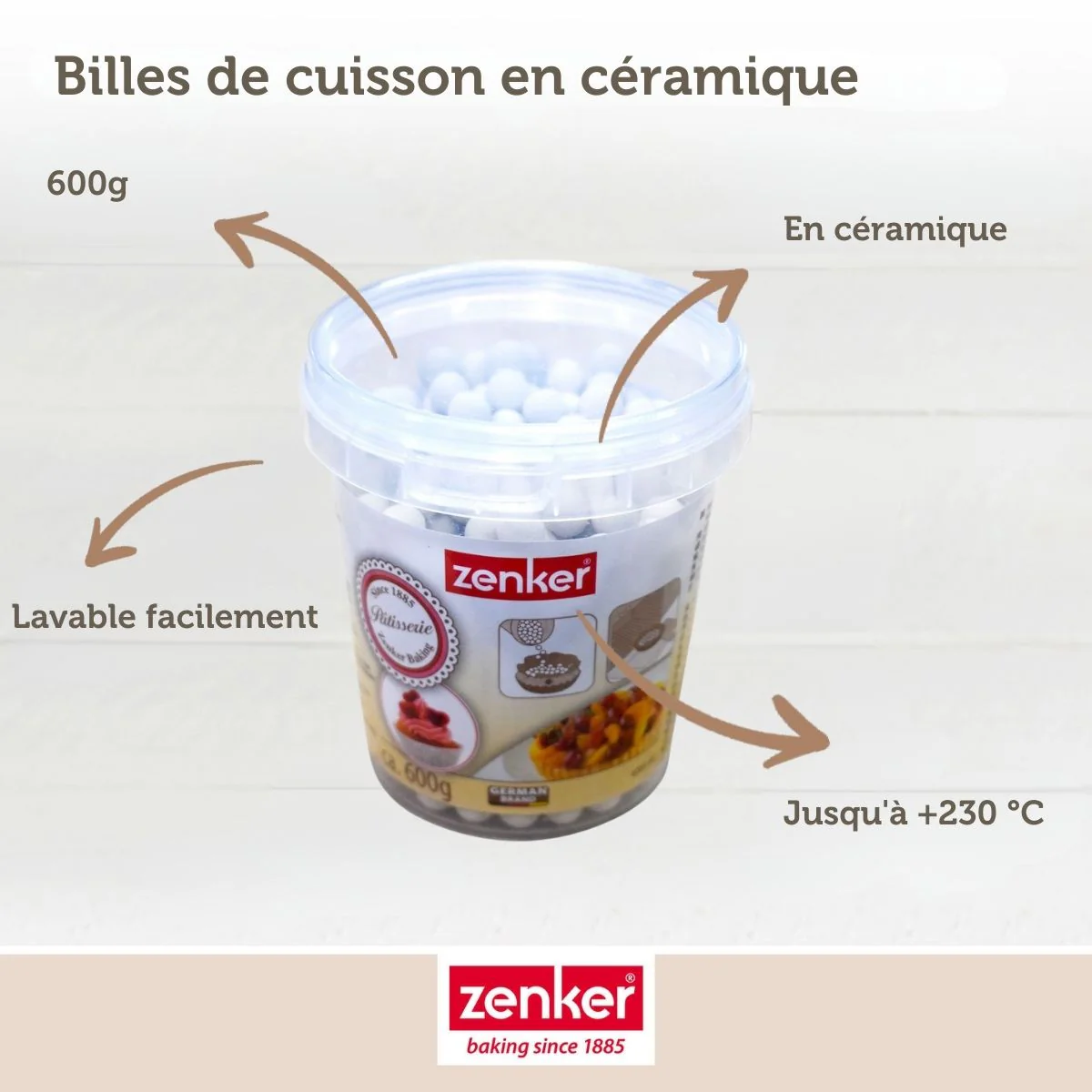Lot de 2 seaux de billes de cuisson pour pâte sablée, pot de 600 grammes Zenker Smart Pastry - Image 3