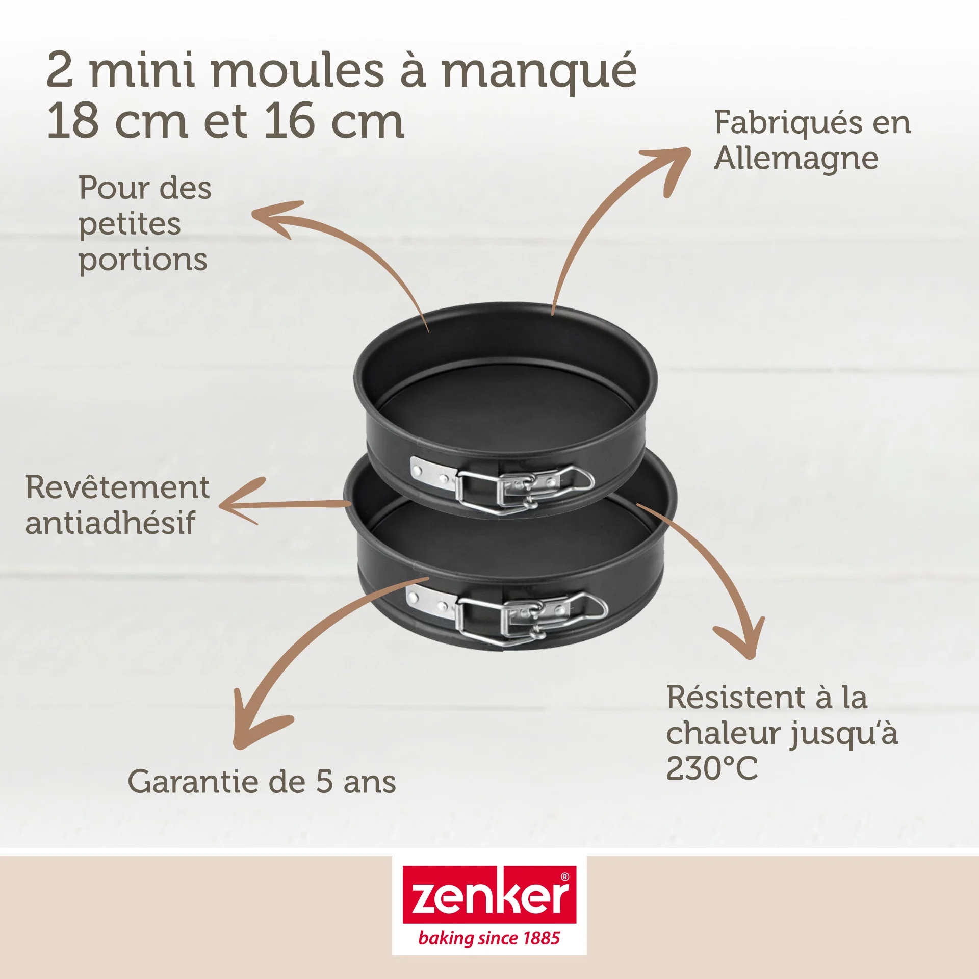 Lot de 2 mini moules à manqué à charnière de 16 cm et 18 cm Zenker Special Mini - Image 3