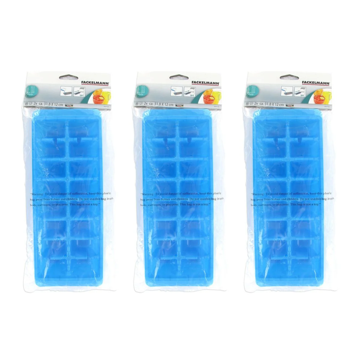 Lot de 3 bacs à glaçons bleus de 16 glaçons Fackelmann - Image 4