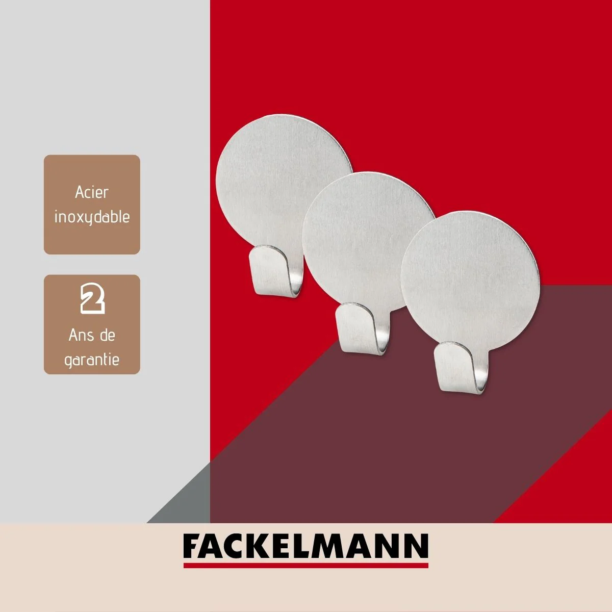 Lot de 3 crochet adhésifs ronds Fackelmann Tecno - Image 4