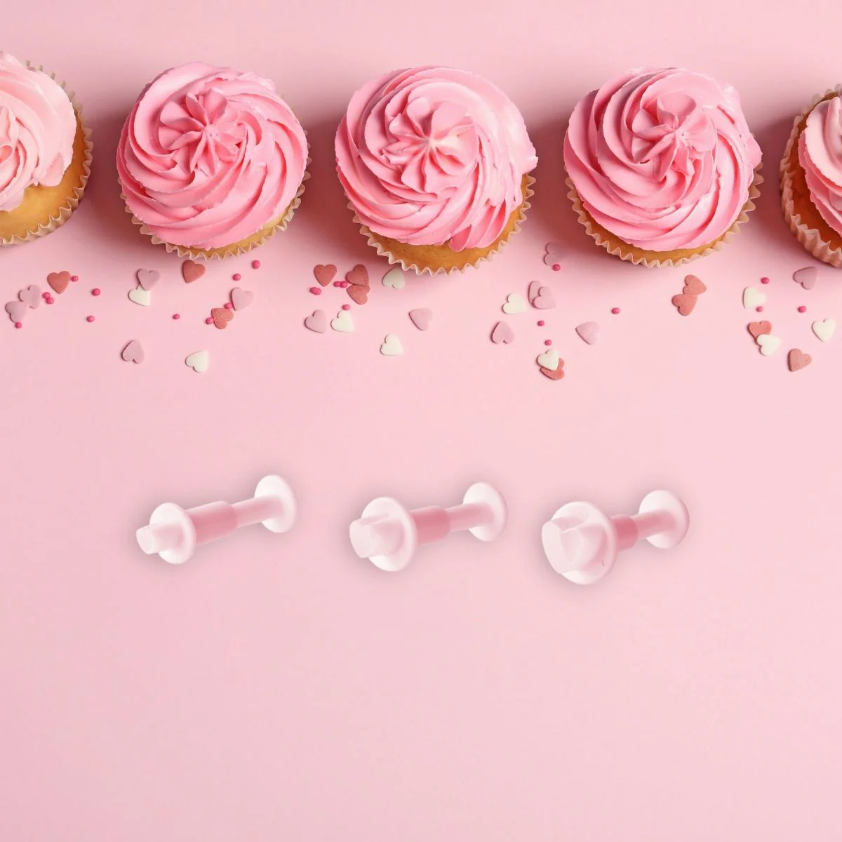 Lot de 3 emporte-pièces cœur à poussoir pour pâte à sucre Zenker Candy - Image 2