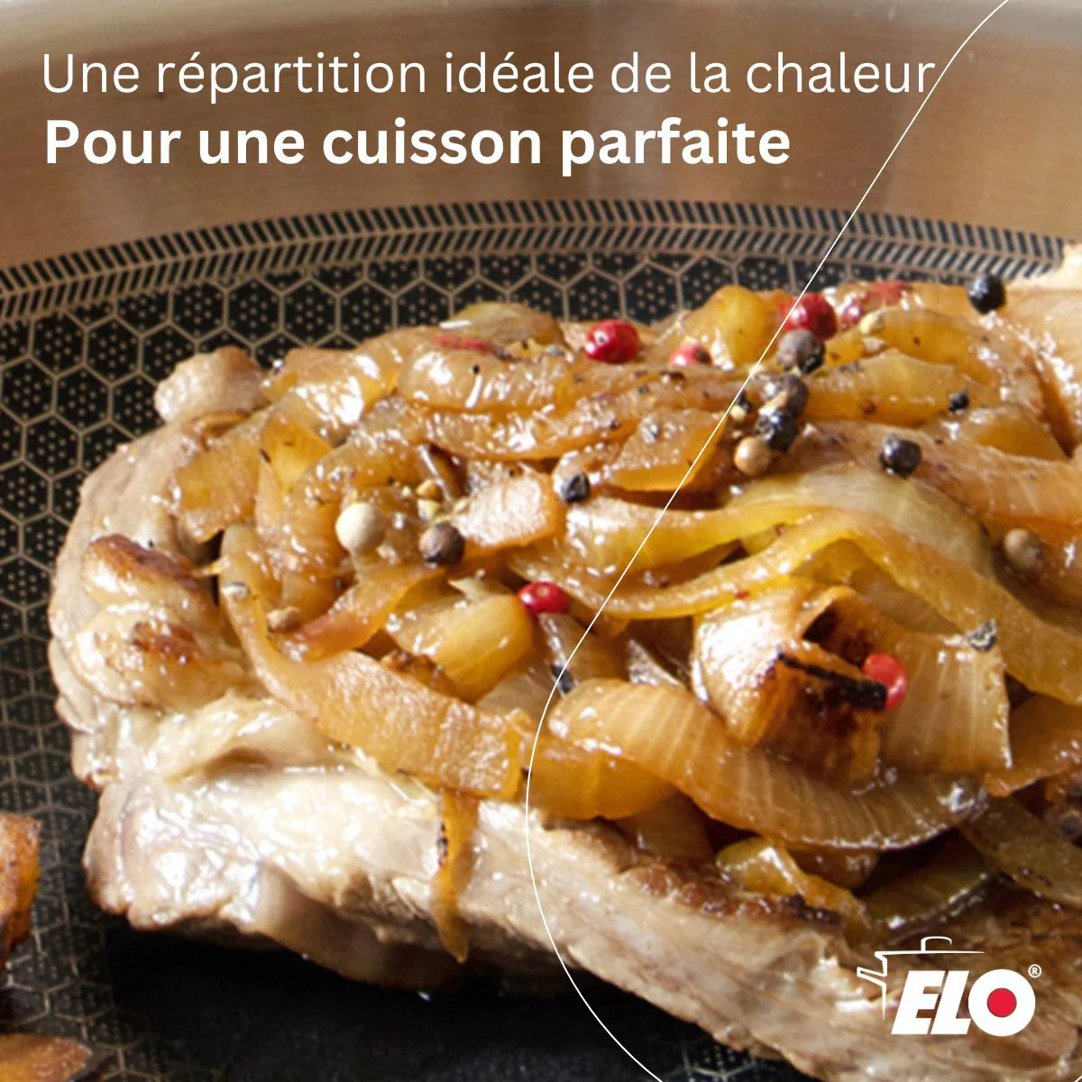 Lot de 3 poêles de cuisson 24/28/32 cm en acier inoxydable avec 4 couvercles Elo Relief Solution avec couvercles - Image 4