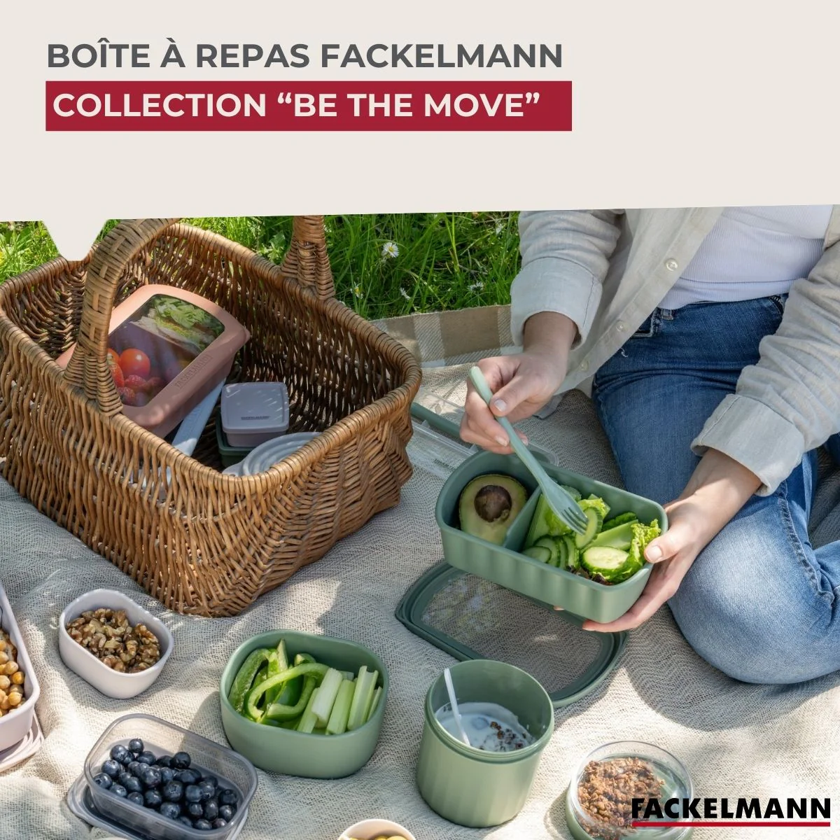 Lot de 4 lunch box compartimentées avec 4 ustensiles de cuisine Fackelmann Storage - Image 2