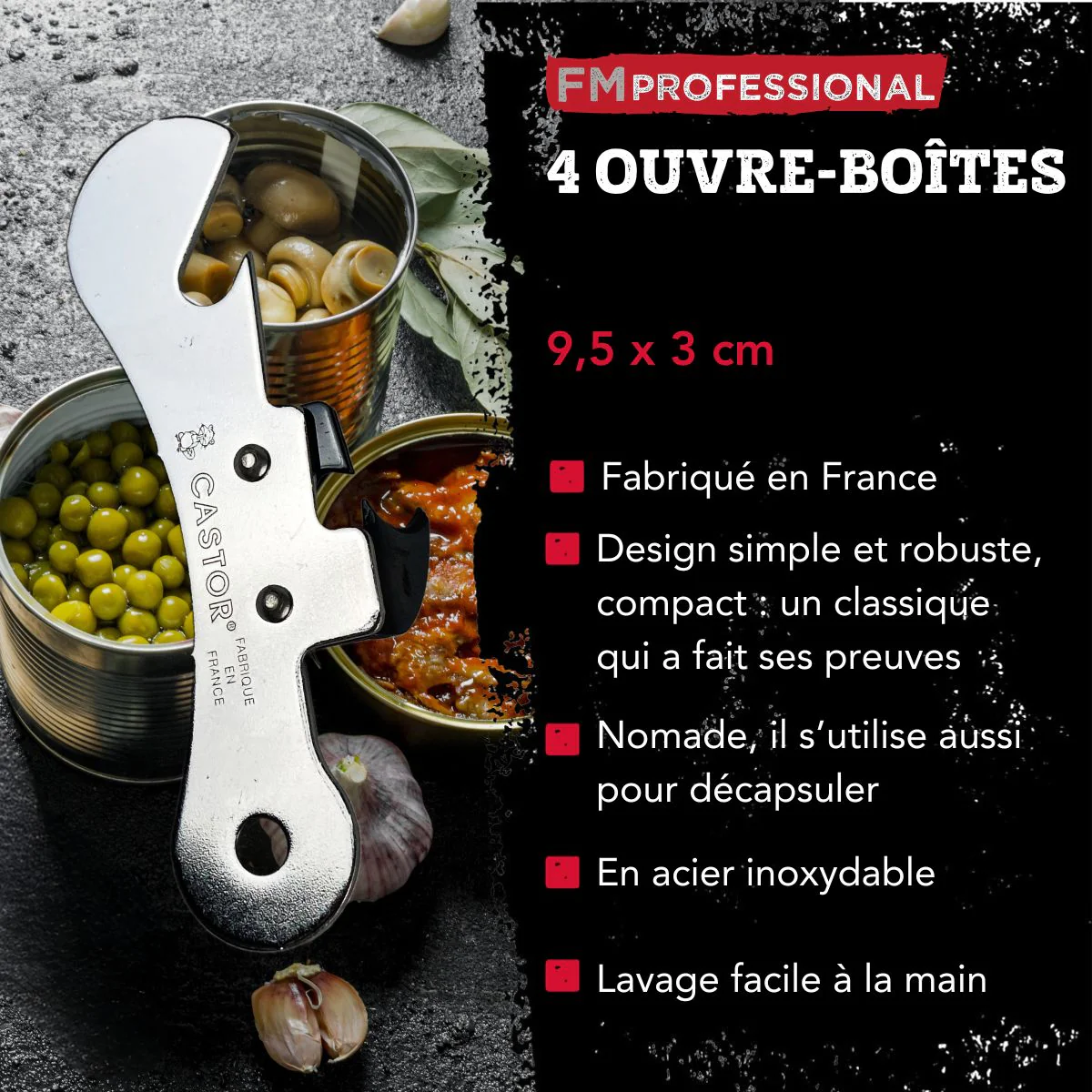 Lot de 4 ouvre-boites FM Professional - Image 3