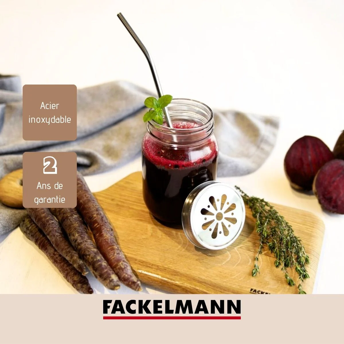 Lot de 4 pailles incurvées en inox avec goupillon 24 cm Fackelmann Bar Concept - Image 4