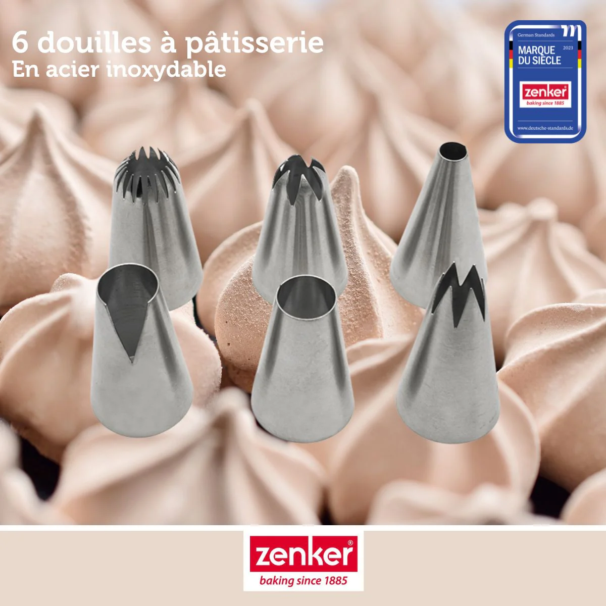 Lot de 6 douilles à pâtisserie en inox grand modèle Zenker Smart Pastry - Image 2