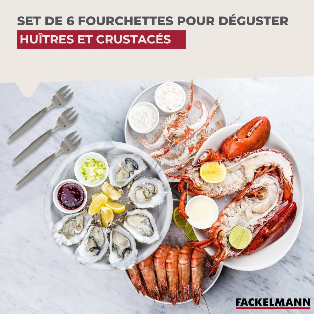 Lot de 6 fourchettes à huîtres 12,5 cm Fackelmann - Image 2