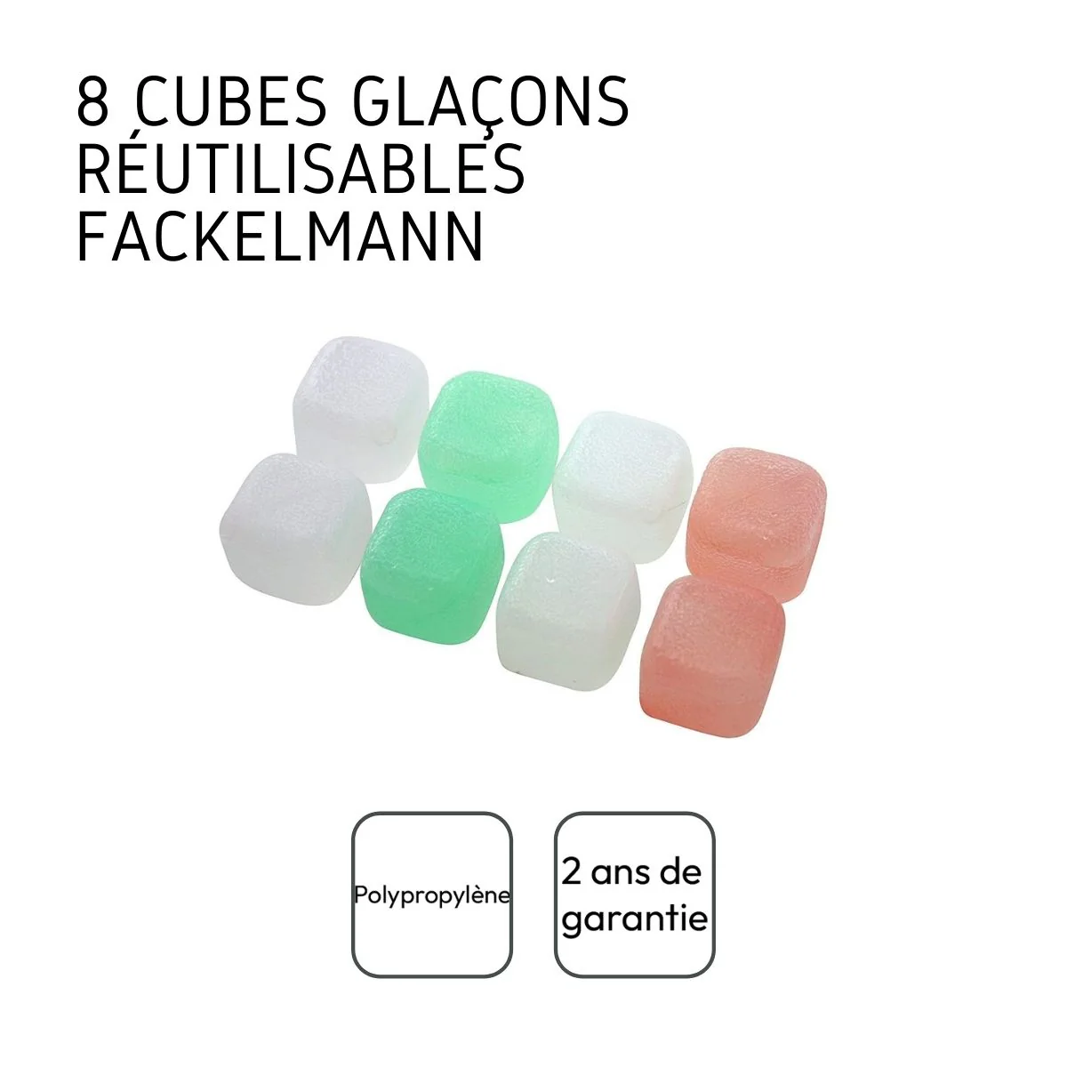 Lot de 8 glaçons réemployables en plastique Multicolore Fackelmann - Image 4