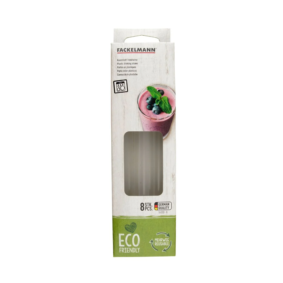 Lot de 8 pailles transparentes et réemployables en plastique 20 cm Fackelmann Bar Concept - Image 4
