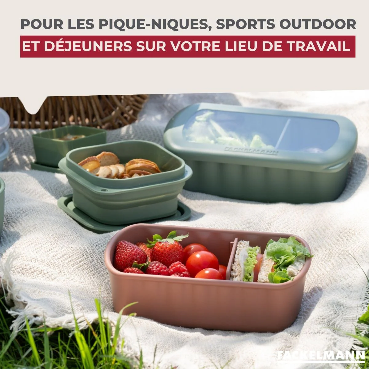 Lot de 1 boite de rangement collation 3 petites boites alimentaires Fackelmann Storage - Image 4