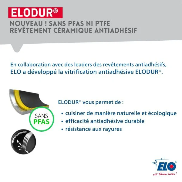 Set de 2 Poêles 24 et 28 cm céramique sans PFAS et 2 couvercles Elo Prima Cucina - Image 4