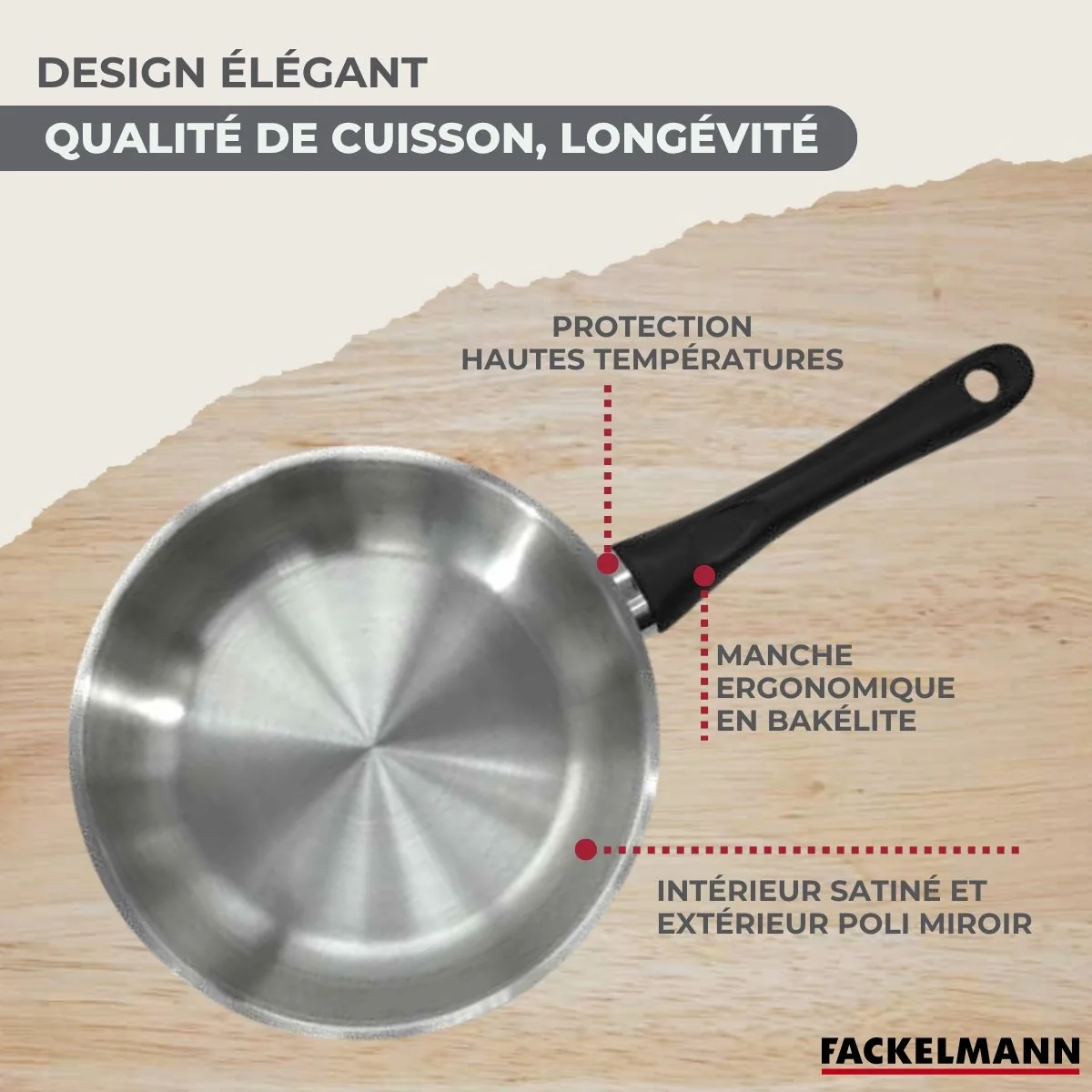 Batterie de cuisine avec 3 faitouts 16/20/24 cm et 3 casseroles 12/16/20 cm avec 5 ustensiles de cuisine Fackelmann Généva Brillant Ocean - Image 6