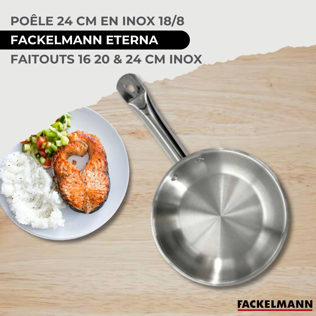 Batterie de cuisine avec 3 faitouts 16/20/24 cm et 1 poêle 24 cm avec 5 ustensiles de cuisine Fackelmann Etherna Brillant Fenix Océan - Image 2