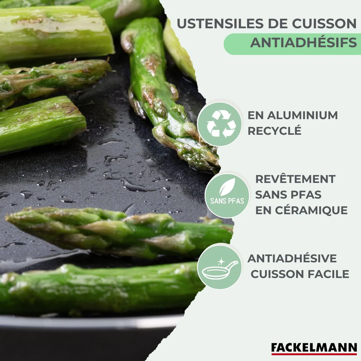 Batterie de cuisine avec 1 poêle 30 cm et 3 casseroles 16/18/20 cm et 5 ustensiles de cuisine Fackelmann Brandao Océan - Image 4