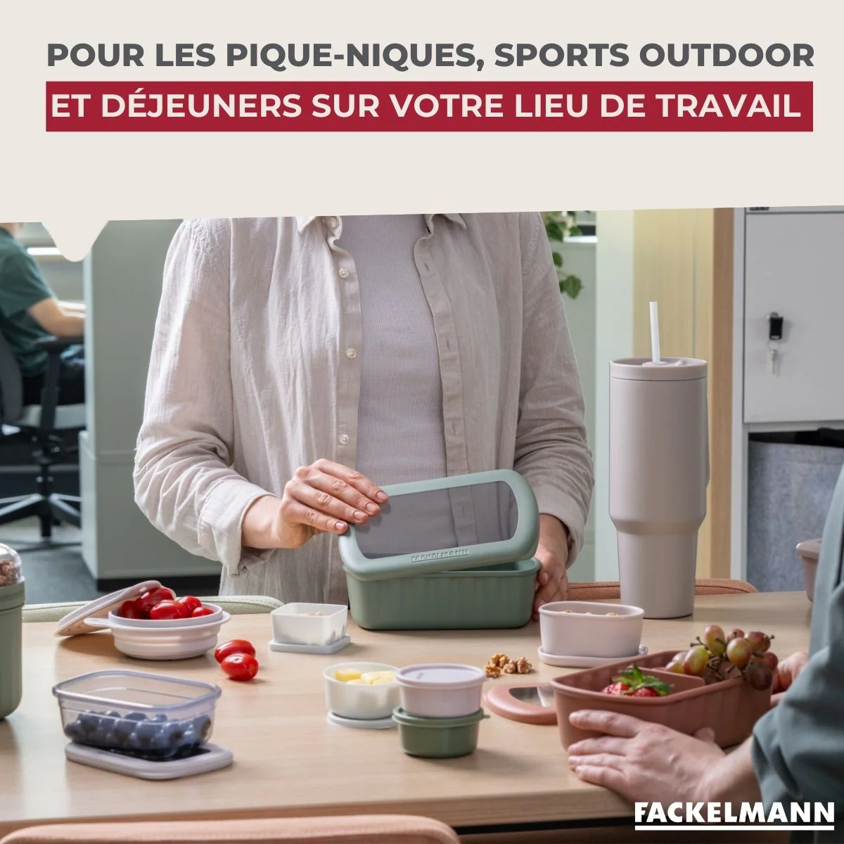 Lunchbox Beige à compartiment réglable 1 litre sans BPA Fackelmann Storage - Image 4