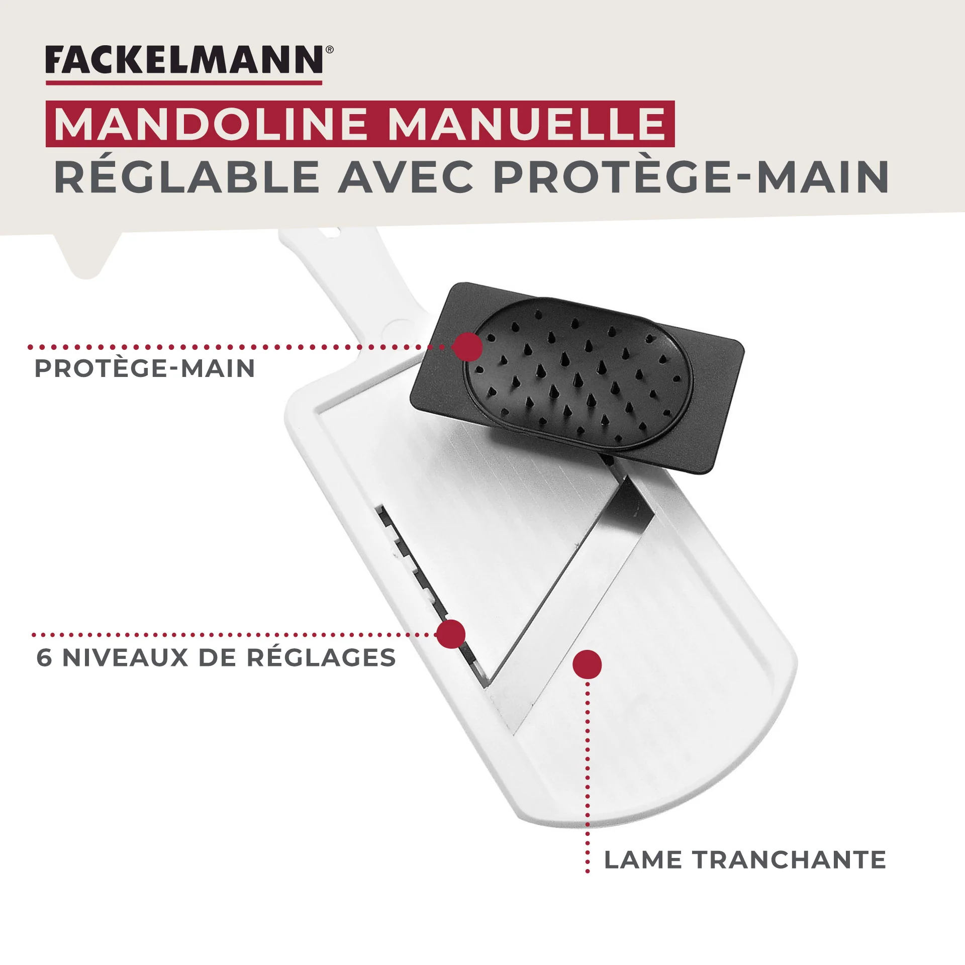 Mandoline professionnelle réglable jusqu'à 6 mm Fackelmann Handmade Tradition - Image 2